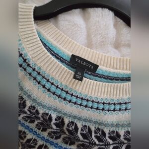 Talbots Women's Sweater - Cream, Blue, and Black